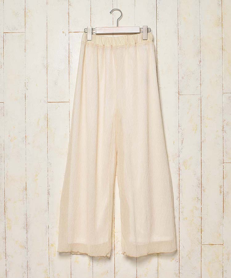 ≪SALE≫シアーシワ加工裏地付きイージーパンツ