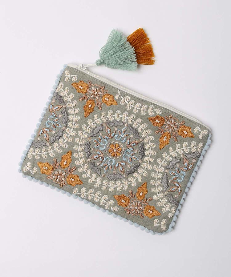 ≪SALE≫ビーズ刺繍フラットポーチLサイズ