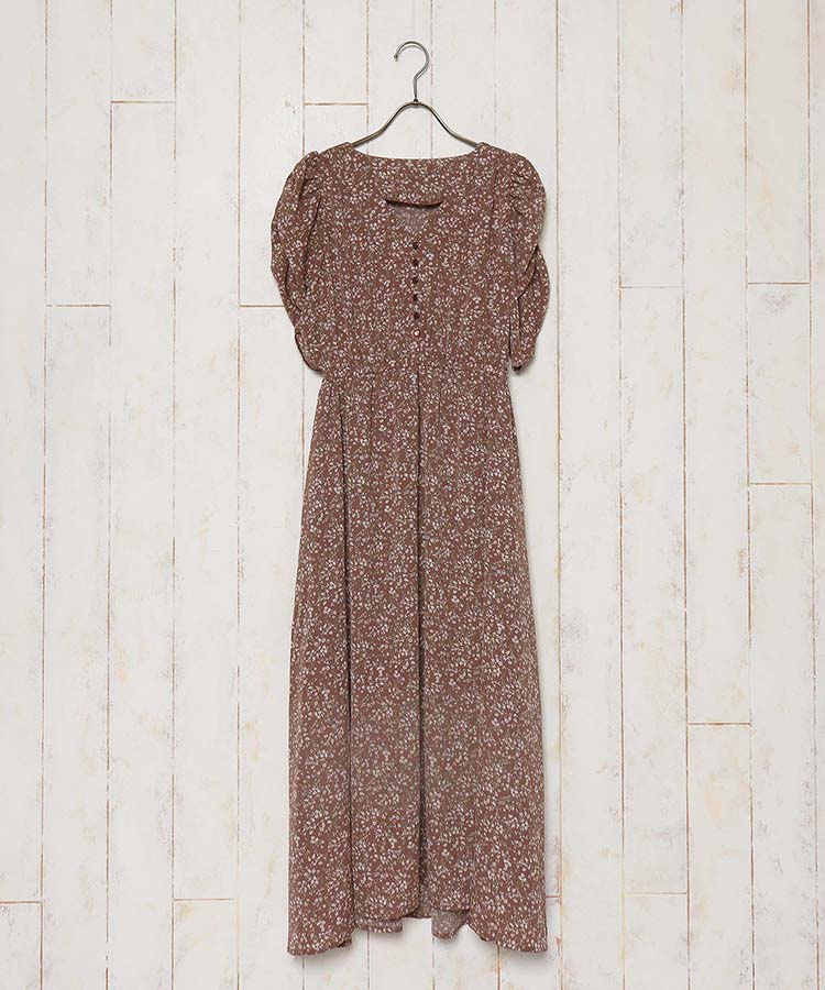 ≪SALE≫小花柄袖ボリュームワンピース