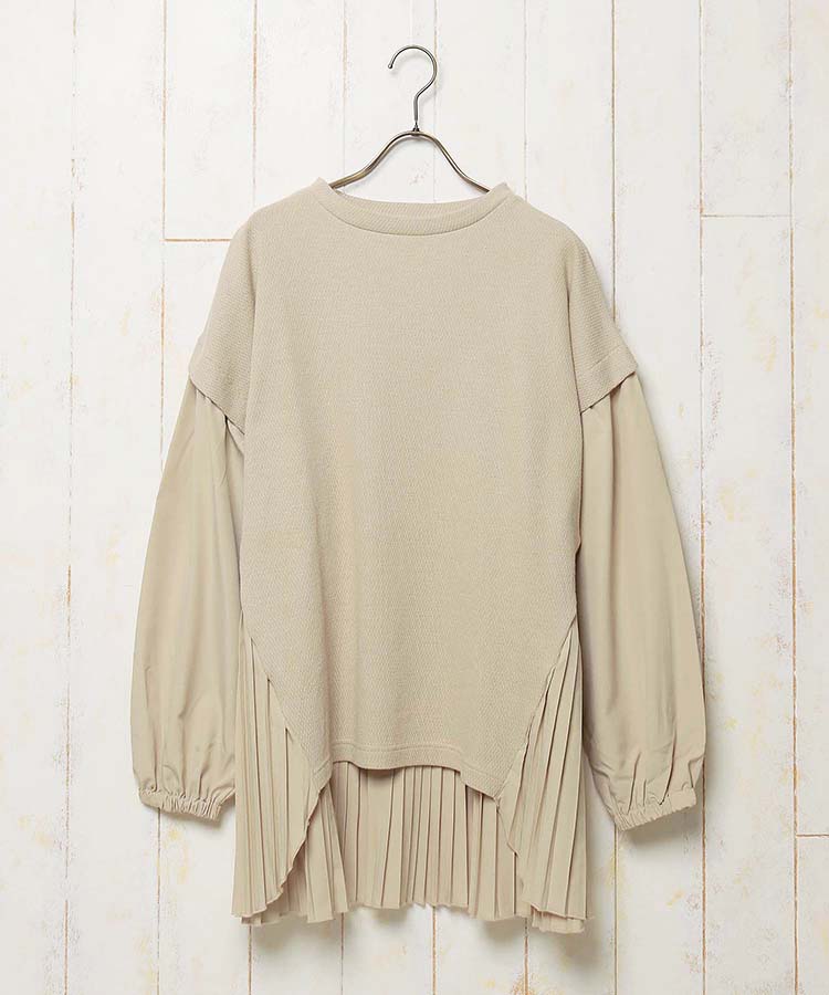 ≪SALE≫ワッフル切替プリーツプルオーバー