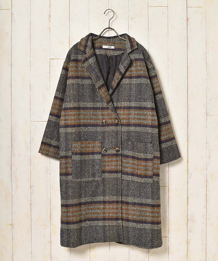 ≪OUTLET≫チェックロングジャケット