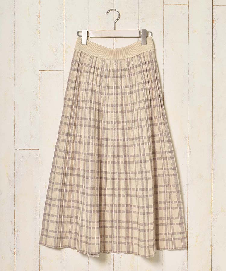 ≪OUTLET≫ニットチェックフレアスカート