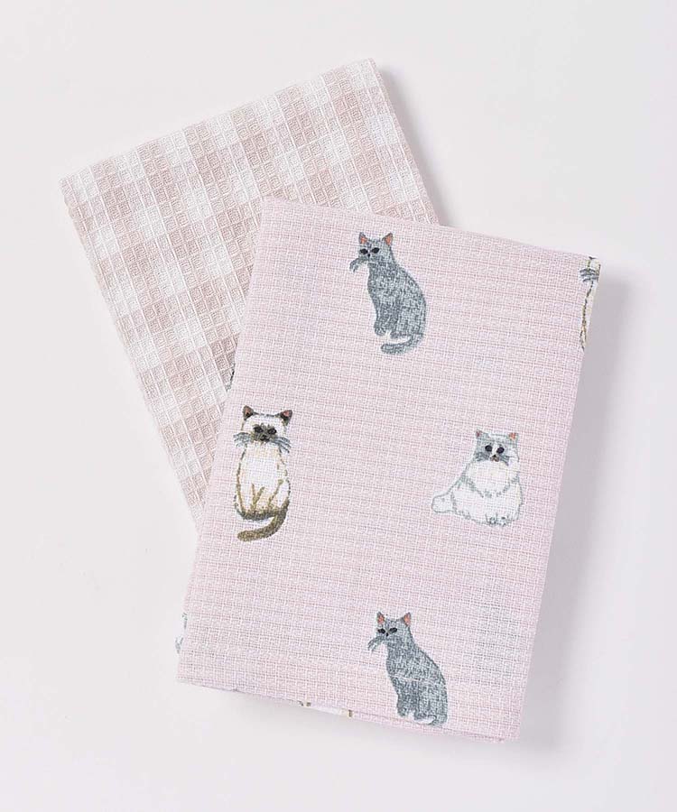 キャット柄ディッシュクロス