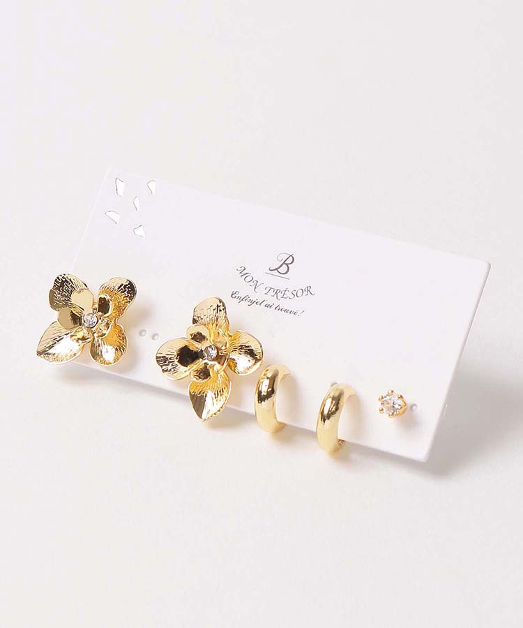 ≪SALE≫花×フープセットピアス