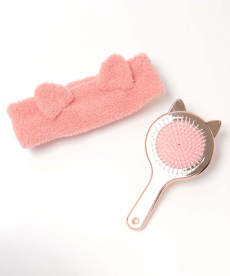 ≪SALE≫MOFUMOFUネコ型きらめきヘアブラシ&ヘアバンドセット