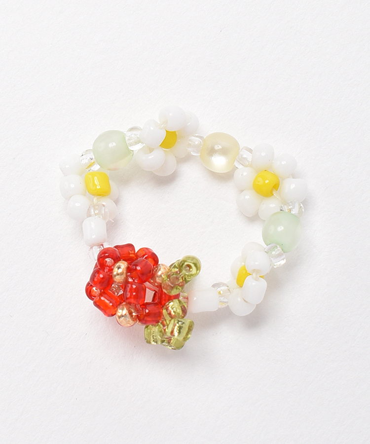 ≪SALE≫ストロベリーフラワービーズリング