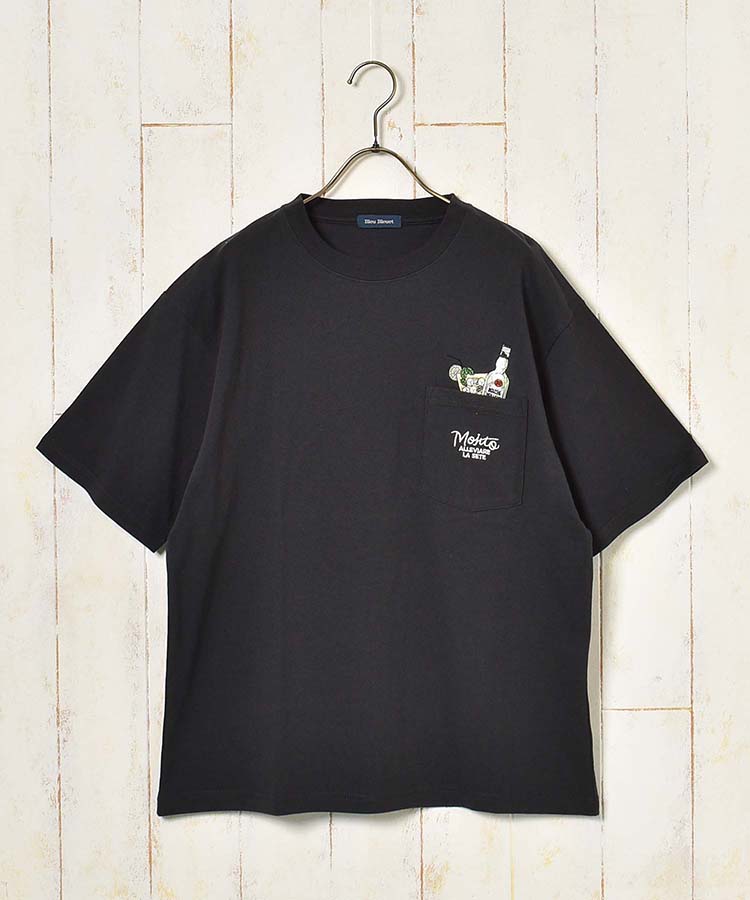 ドリンクポケット刺繍Tシャツ