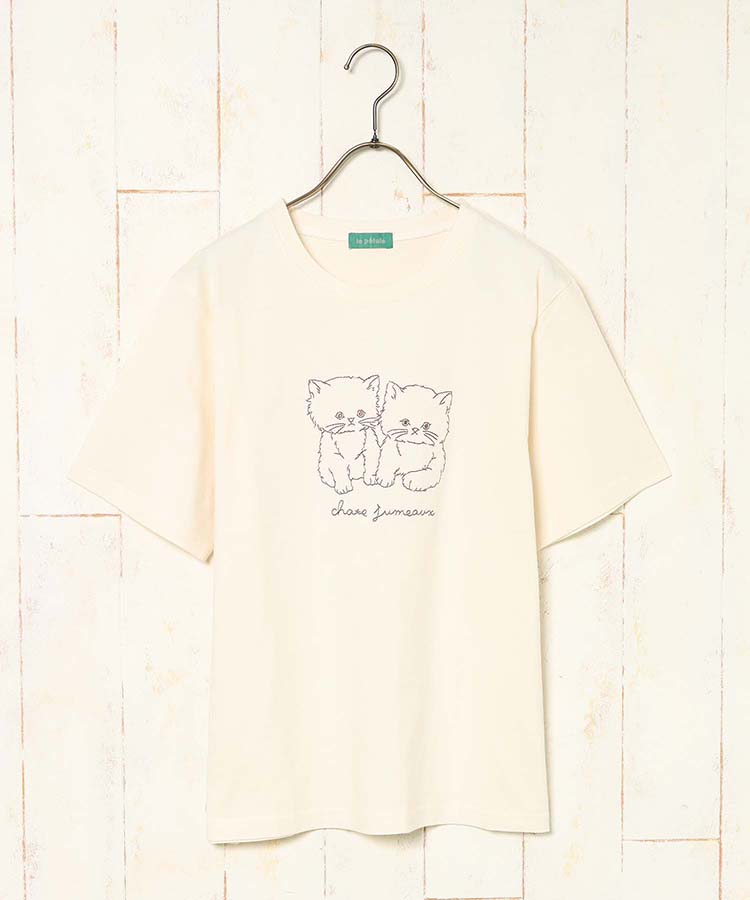 ≪SALE≫le petale CATSエンブロイダリーTシャツ