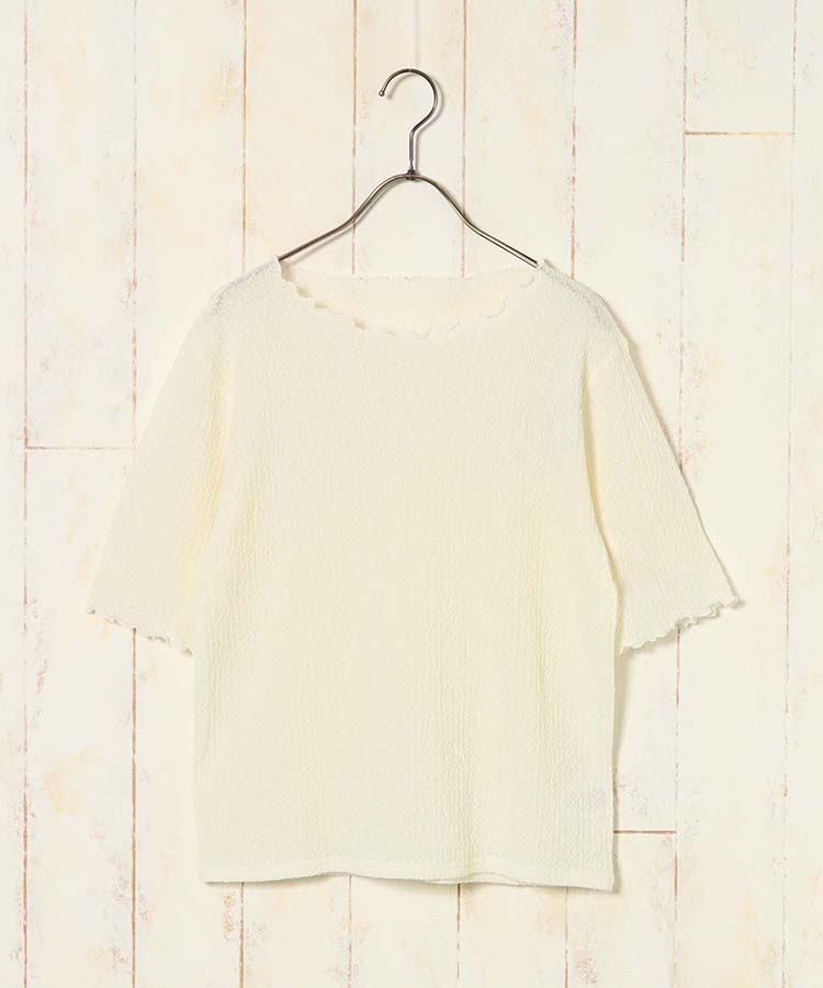 ≪SALE≫バブルシャーリングクルーネックTシャツ