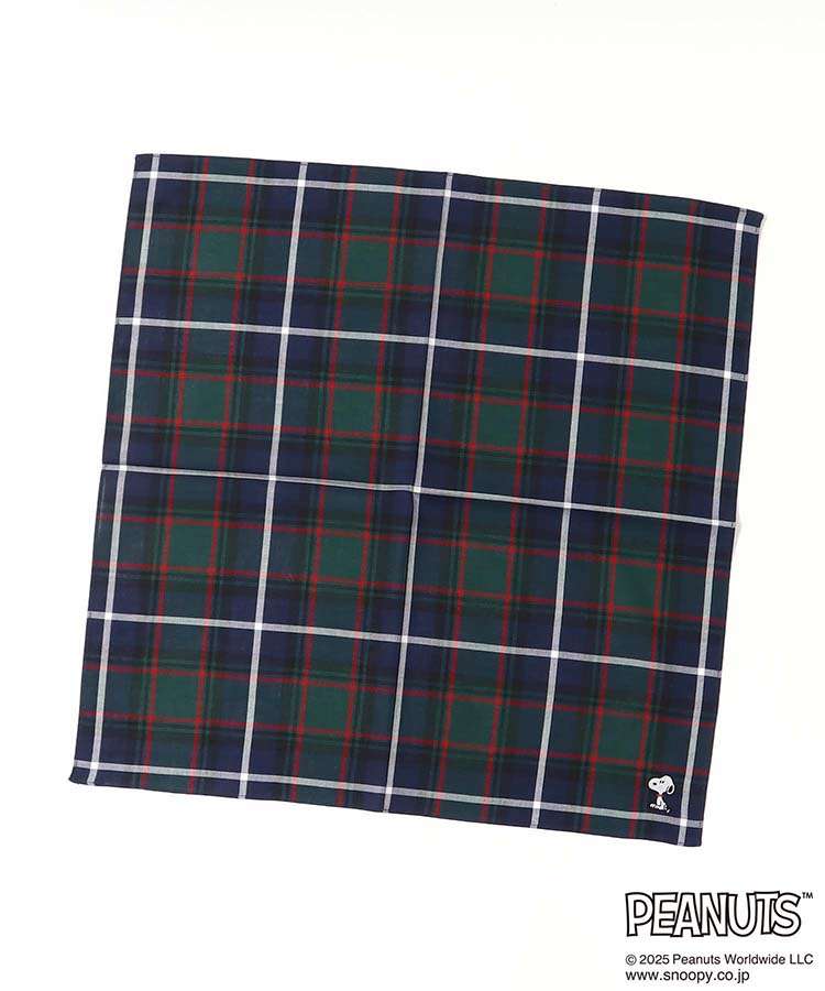 PEANUTSチェック大判ハンカチ