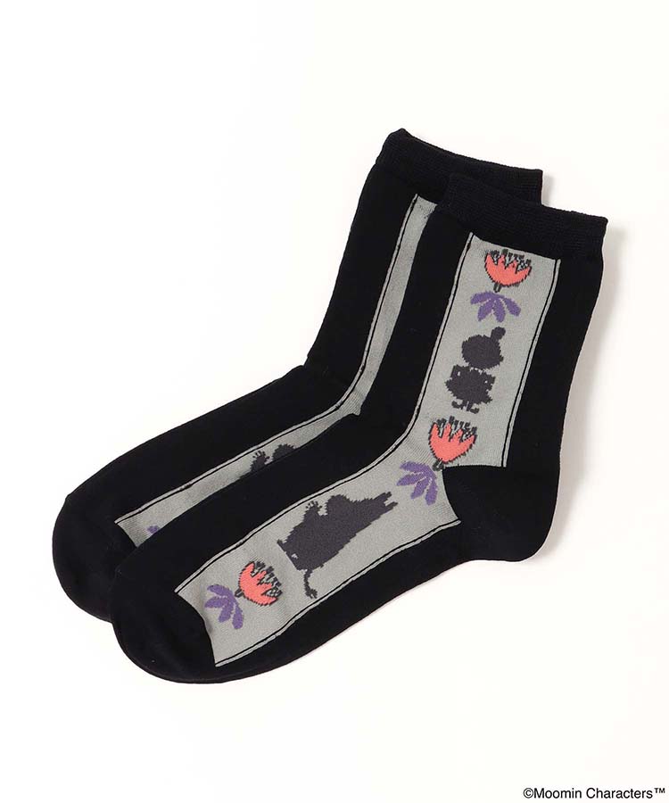 ムーミンシルエット縦ラインロークルーソックス