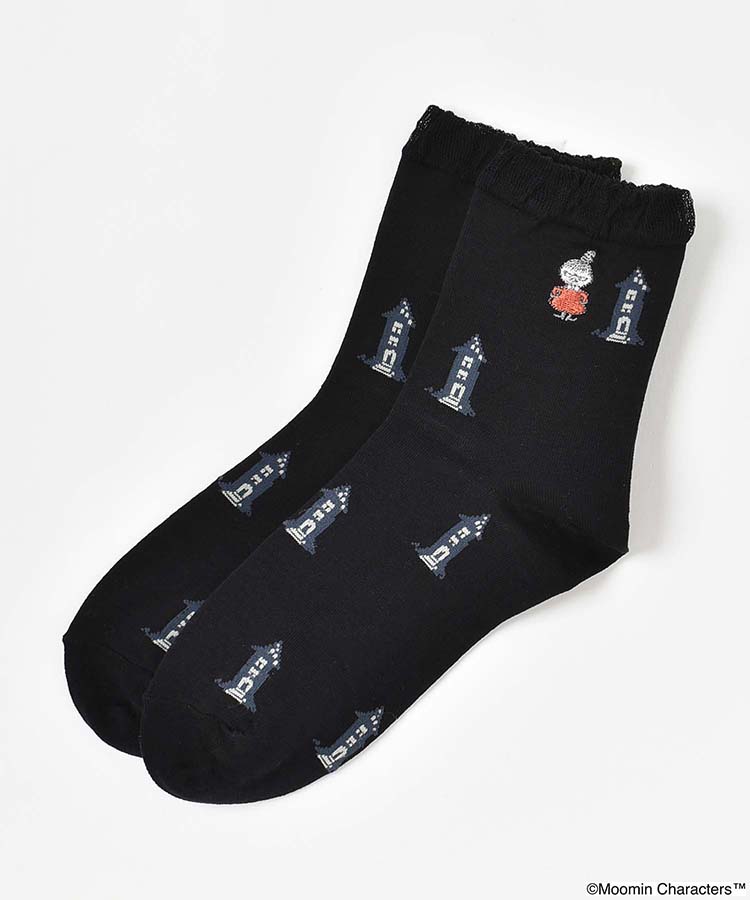 家とリトルミイ刺繍ロークルーソックス