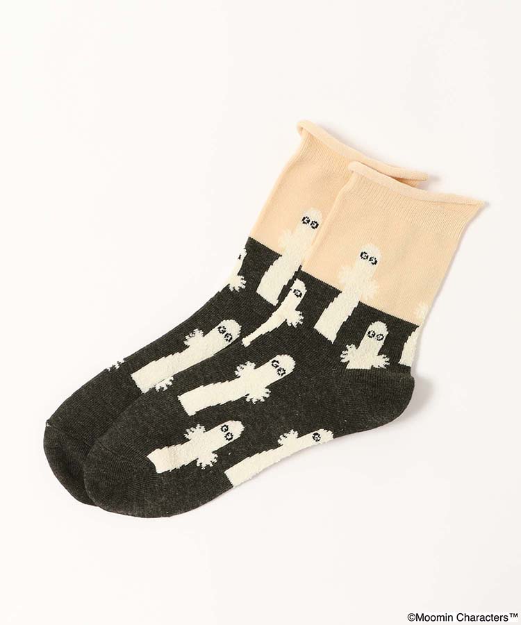 ニョロニョロ総柄ロークルーソックス