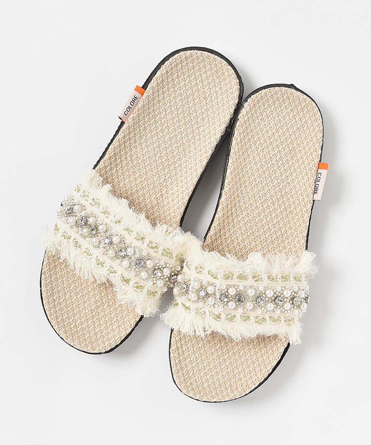 ≪SALE≫キラキラパールジュートスリッパ