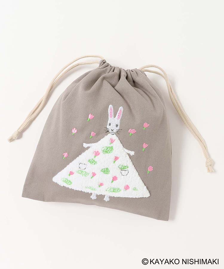 わたしのワンピースサガラ刺繍巾着