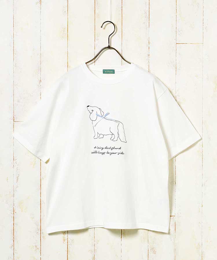 le petaleダックス刺繍リボンTシャツ