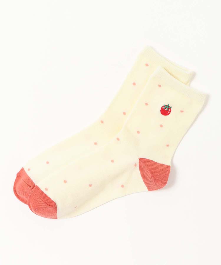おやさい刺繍ロークルーソックス