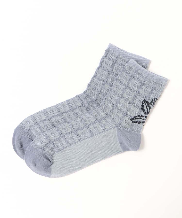 ≪SALE≫チェック花柄ロークルーソックス