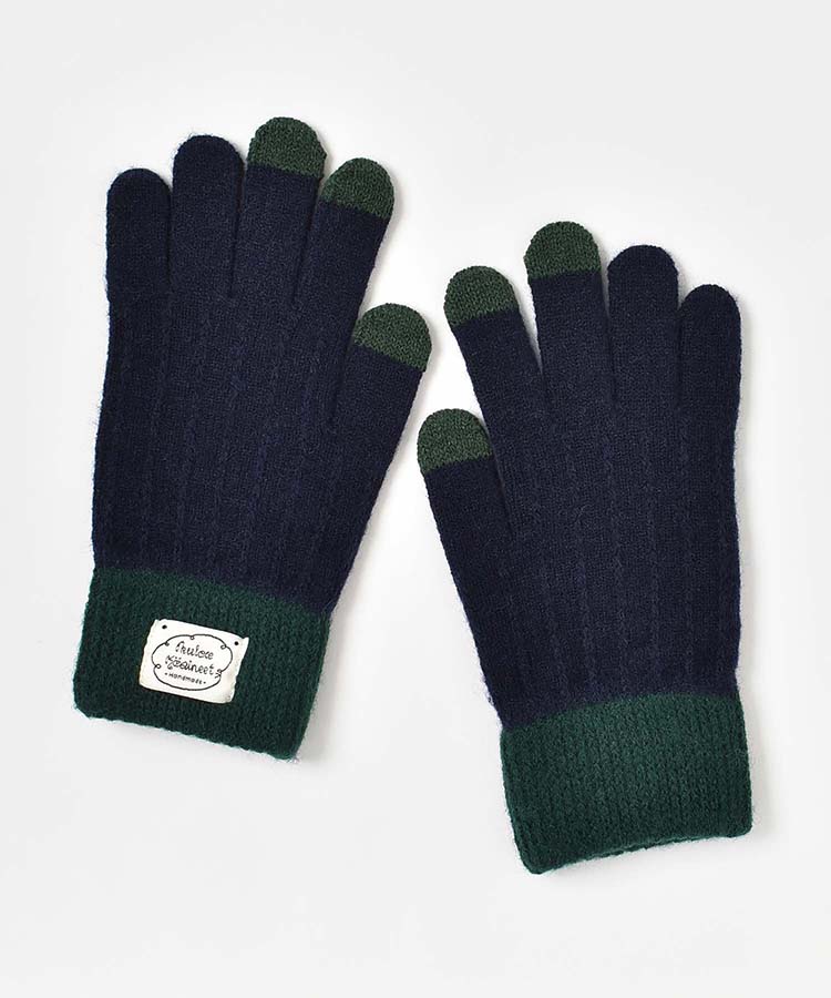 ≪SALE≫スマホタッチ配色ニットグローブ