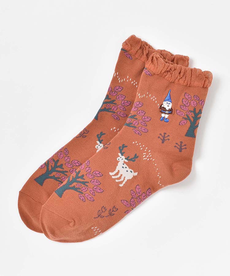 トムテ刺繍ロークルーソックス