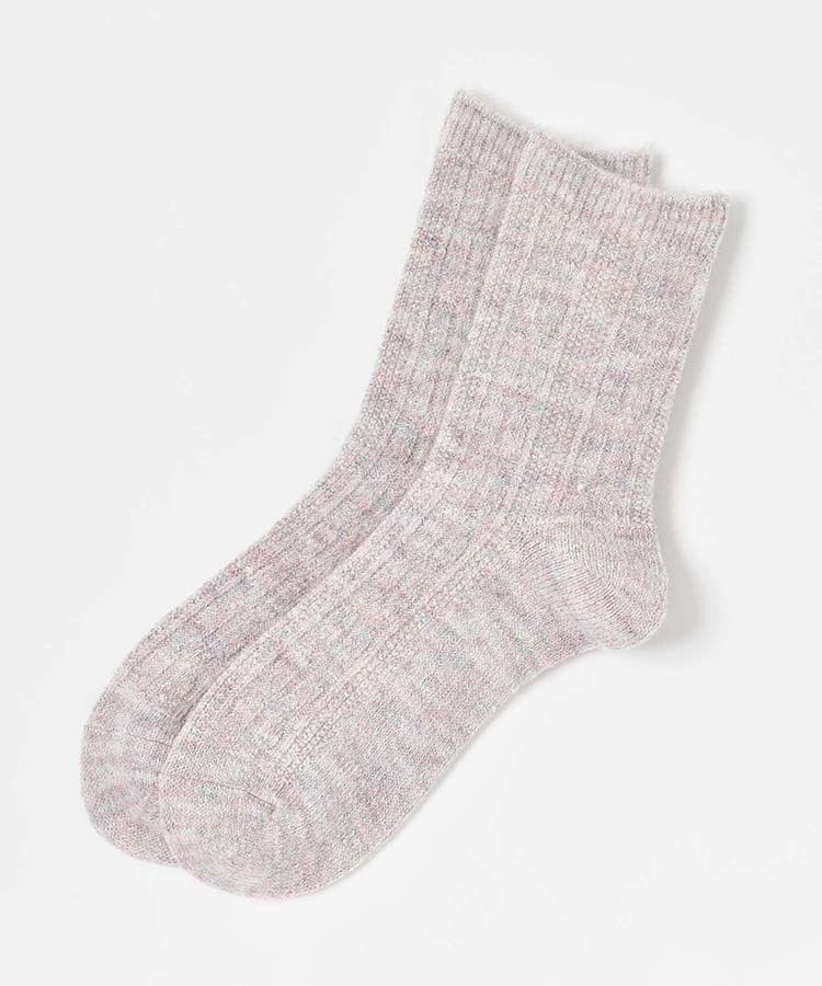 ソフトタッチ縄柄クルーソックス