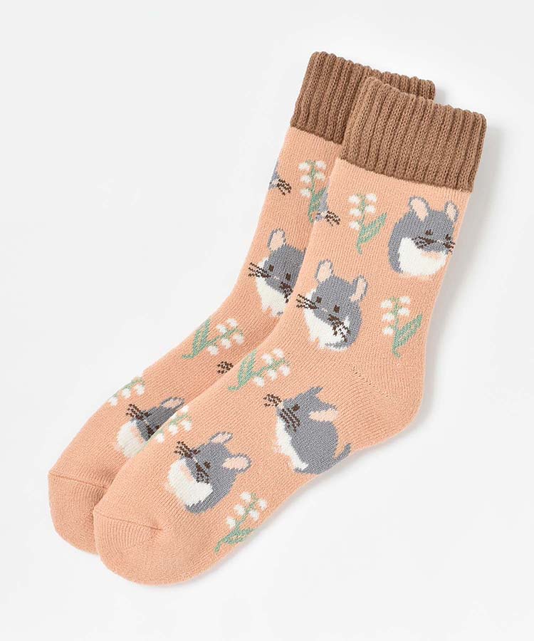 チンチラ裏起毛クルーソックス