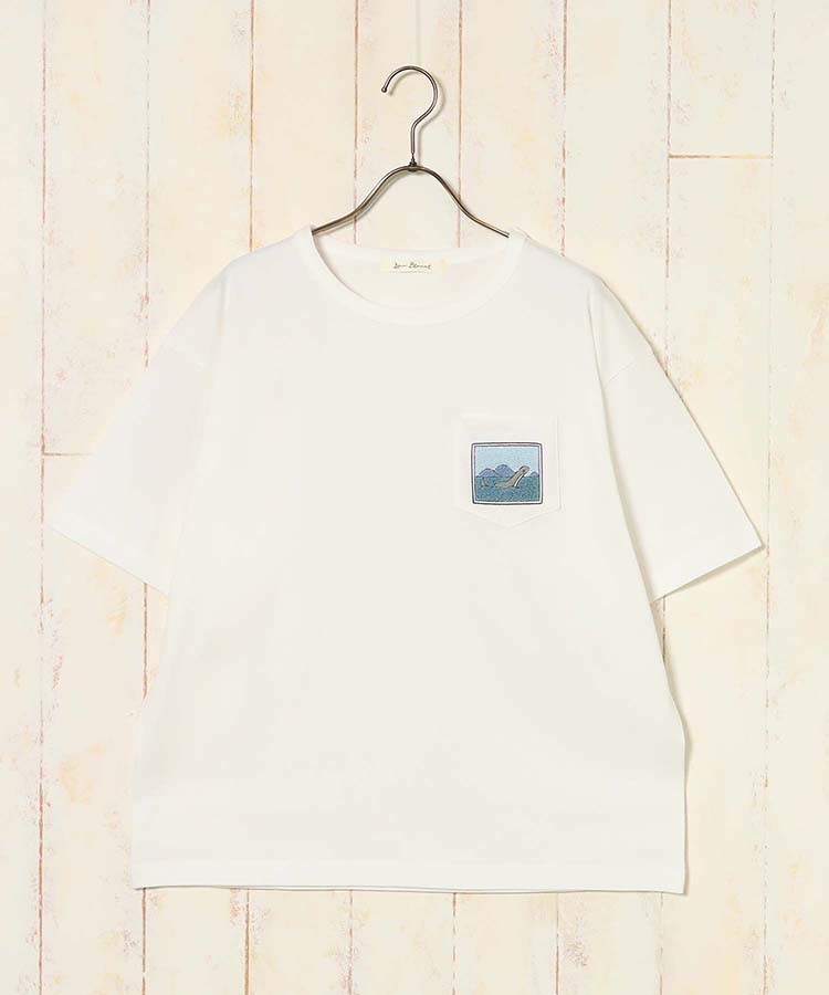 【新品タグ付き】定価53,000円／完売品／新作半袖カットソー／モラビトプルミエ nmtc+】feather design tee（Tシャツ/カットソー）｜Never mind