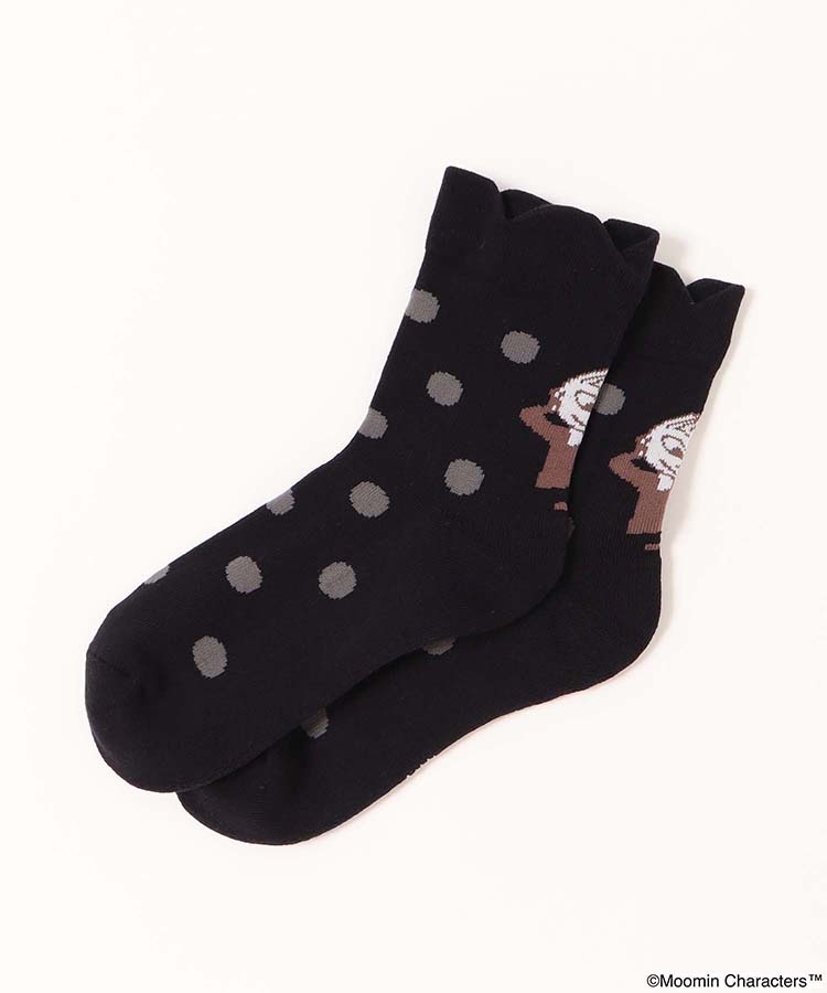 バックリトルミイドットフリルロークルーソックス