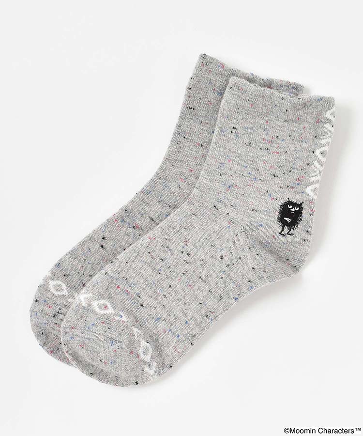 スティンキー刺繍ネップロークルーソックス