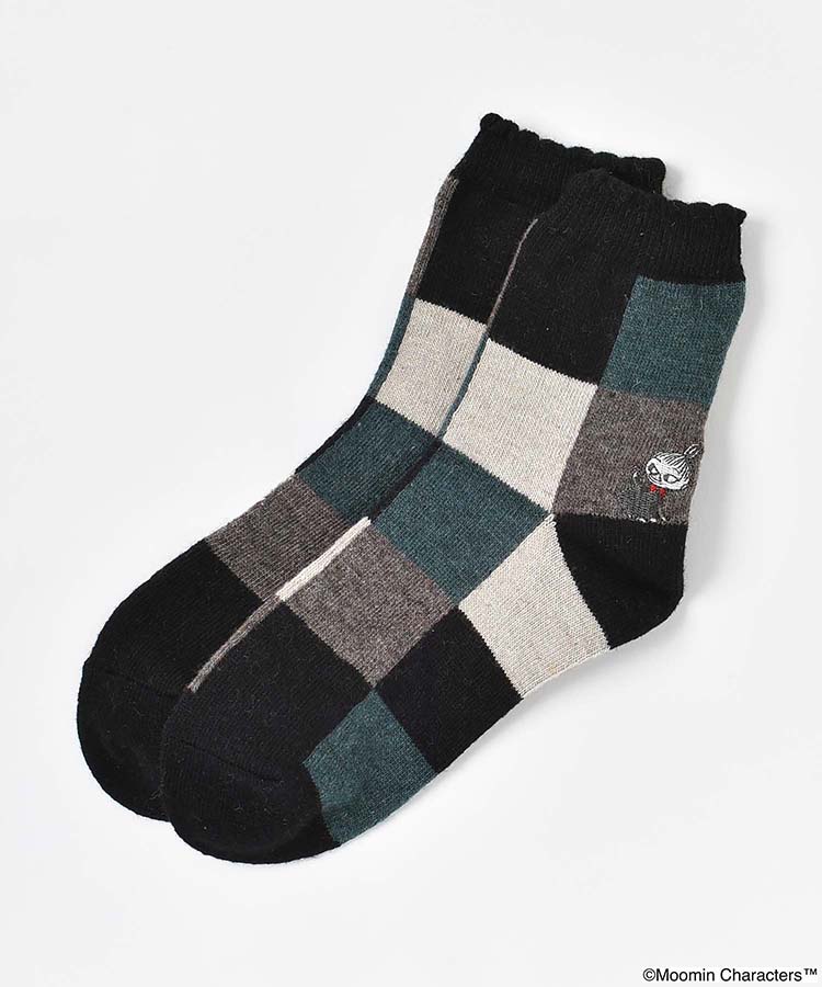 リトルミイ刺繍ブロック柄ロークルーソックス