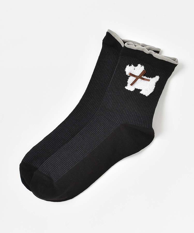 ふわふわテリアロークルーソックス