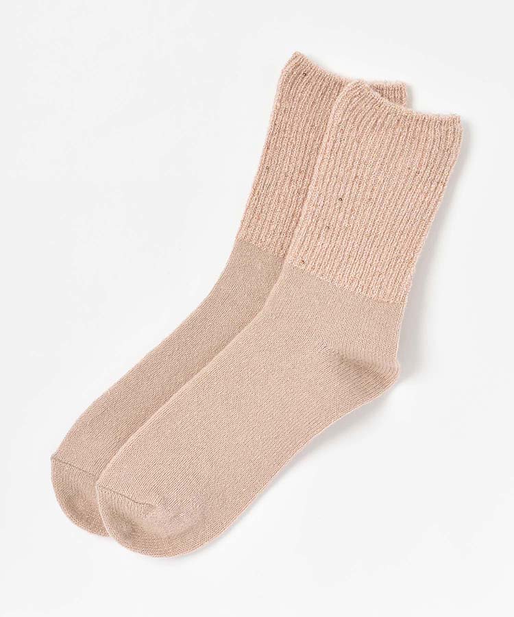 スパンコールリブ切替クルーソックス