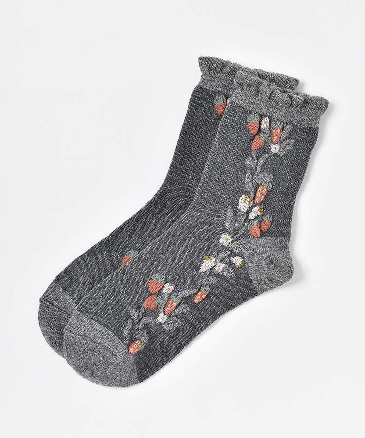 やわらかWゆったりイチゴロークルーソックス