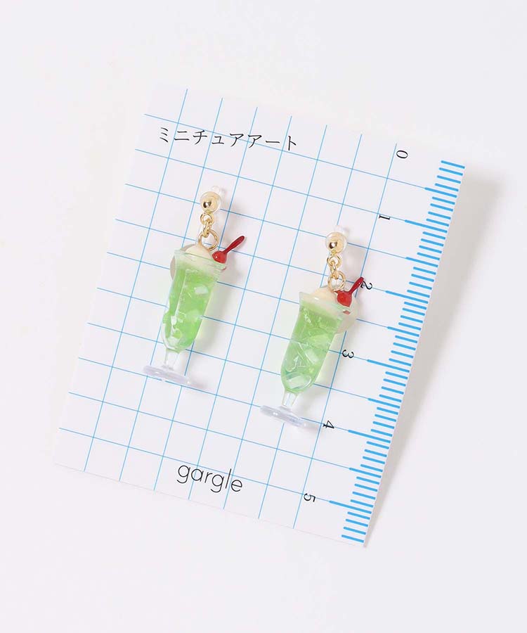 クリームソーダ樹脂イヤリング