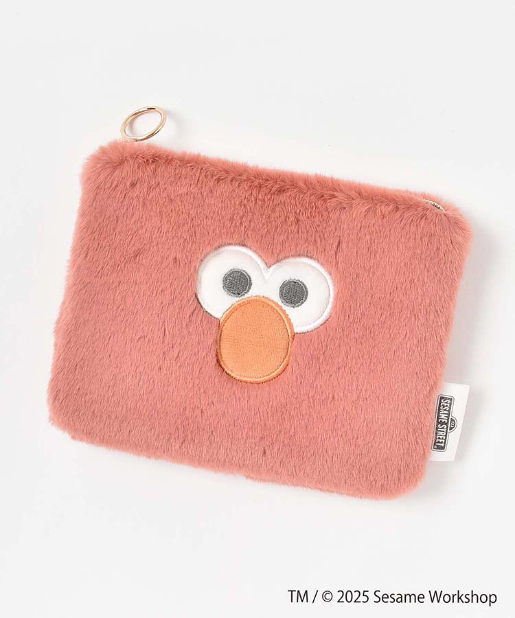 SESAME STREET FACE FURミニフラットポーチ