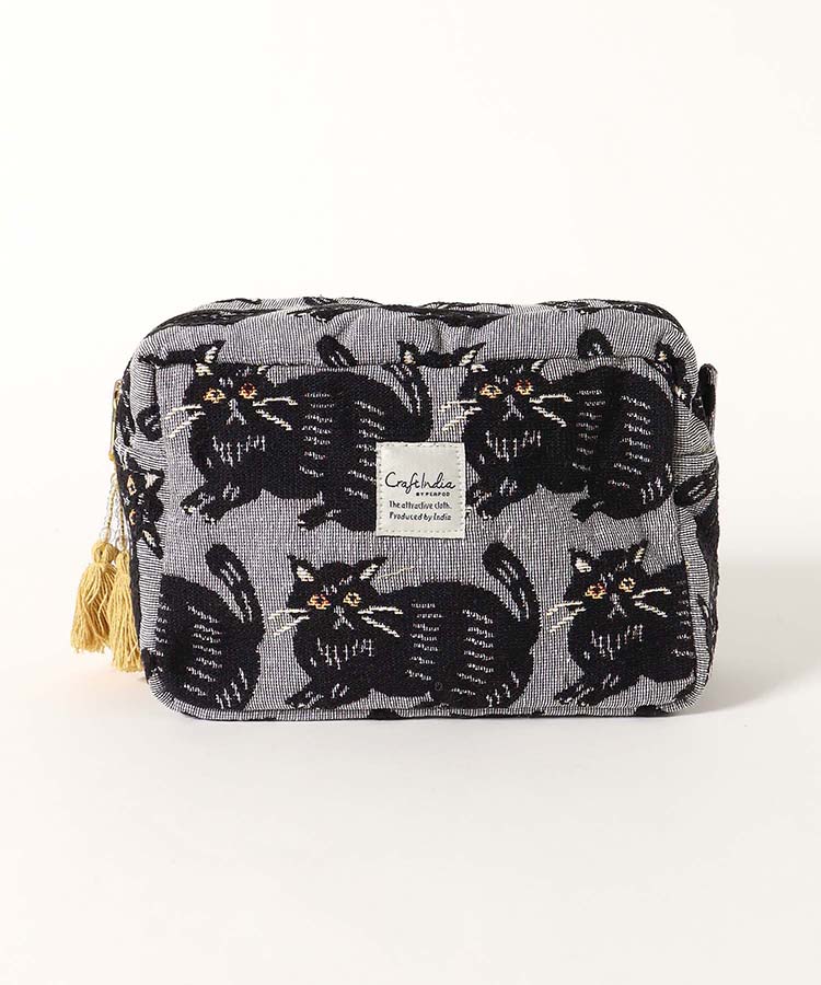 クラフトインディアネコマチ付ポーチ