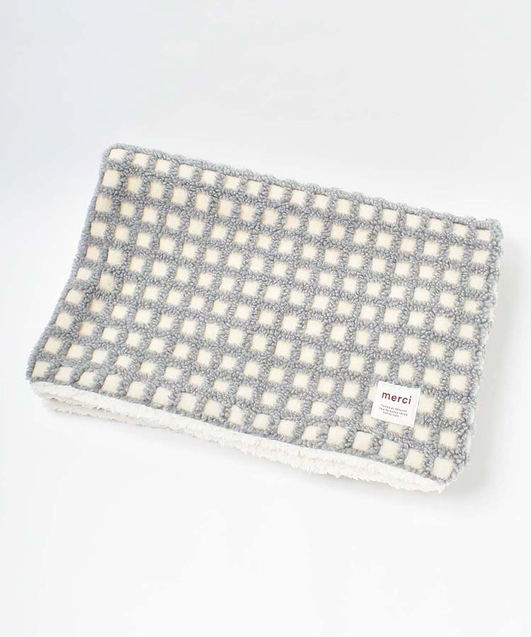 ボアチェックひざ掛け