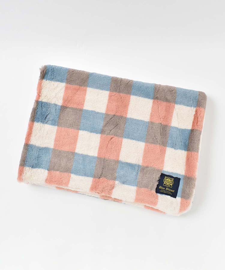 チェック柄エコファー裏ボアブランケット