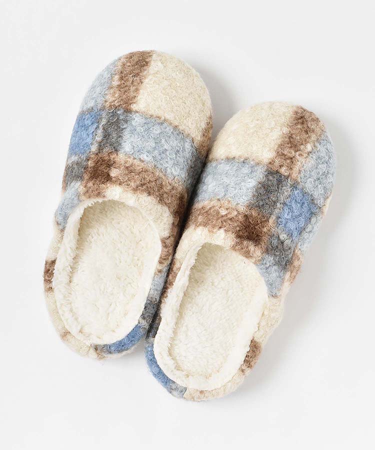 チェックボアスリッパ