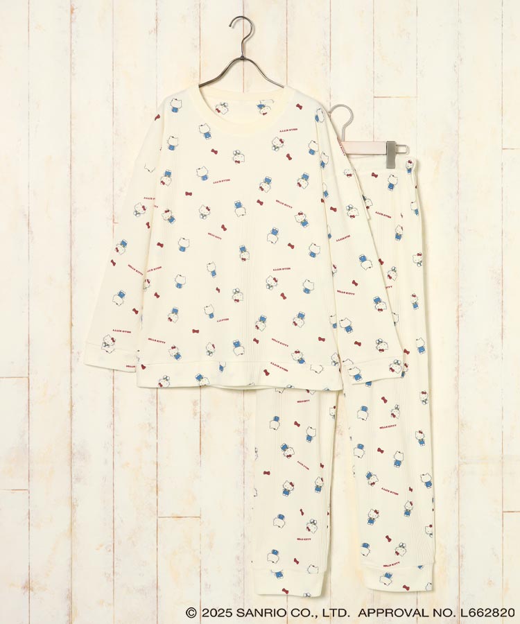 ハローキティワッフルルームウェア上下セット