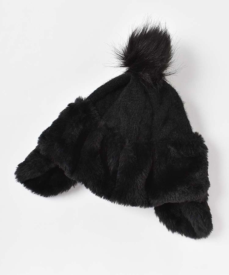 ファー耳付きニット帽