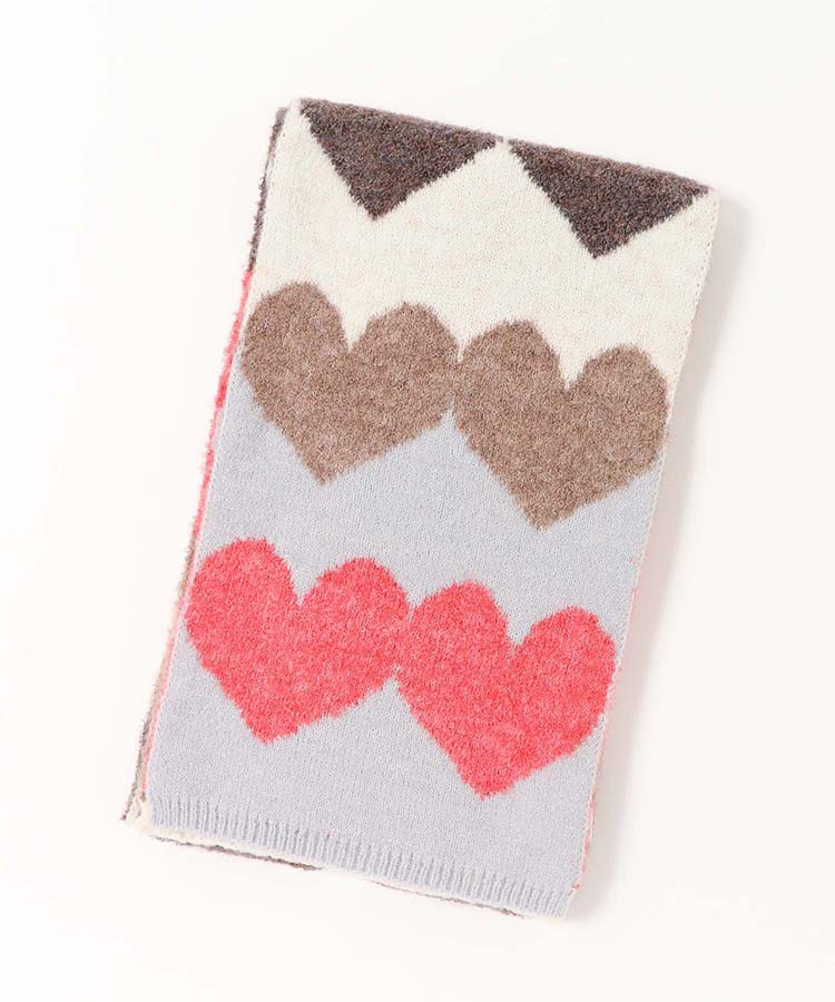 ハートジャガードニットマフラー