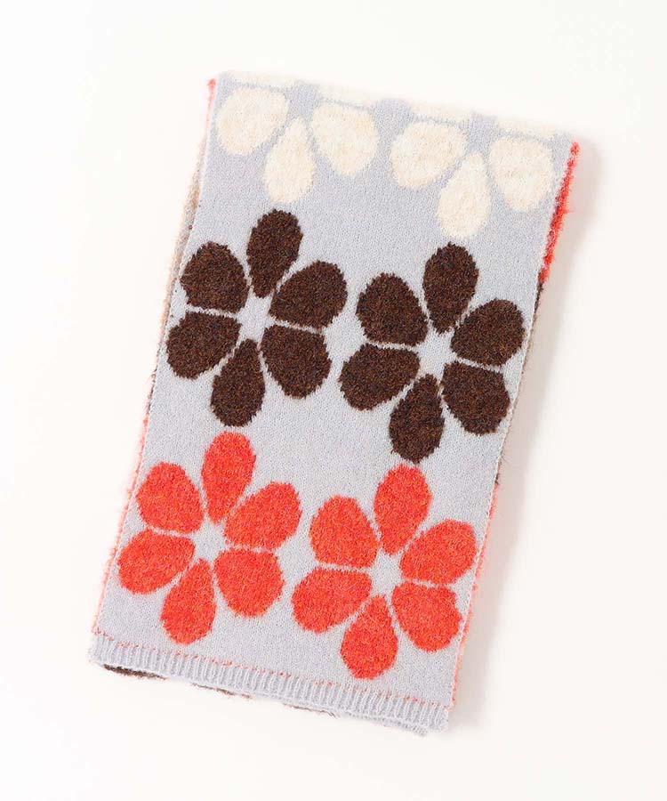 フラワージャガードニットマフラー