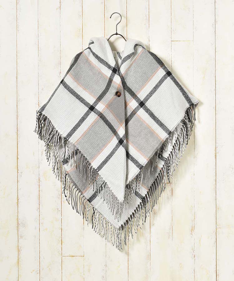 チェックギャザーポンチョ