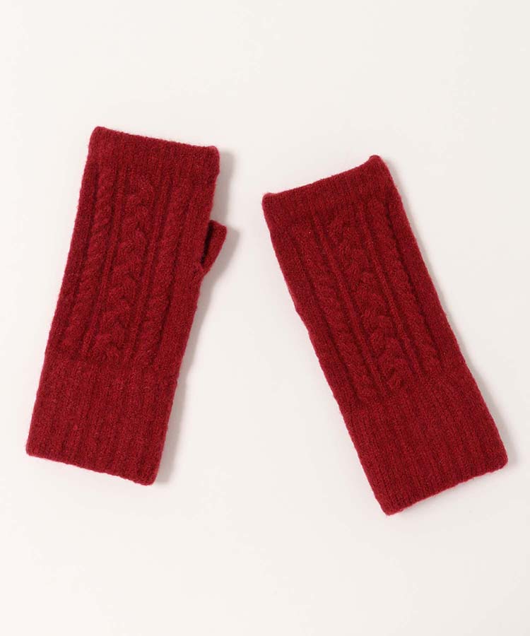 ケーブル柄編みフィンガーレスグローブ