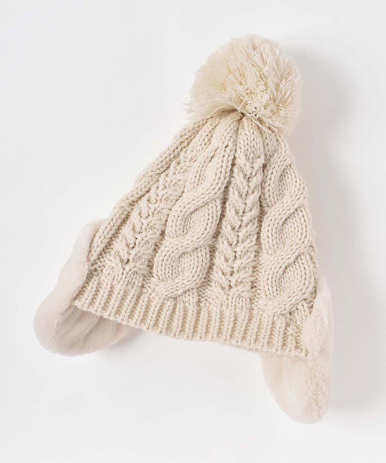 ファー付耳あてニット帽