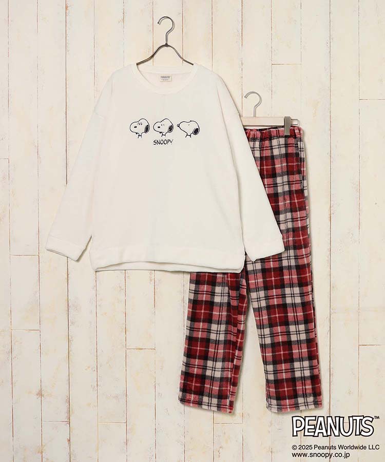 スヌーピーチェックルームウェア上下セット