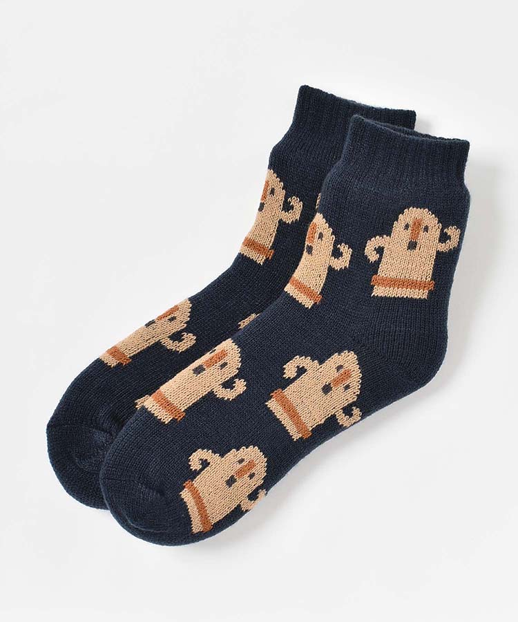 ハニワ総柄裏ボアソックス