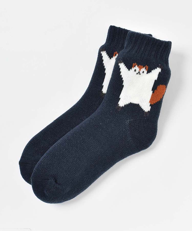 モモンガワンポイント裏ボアソックス