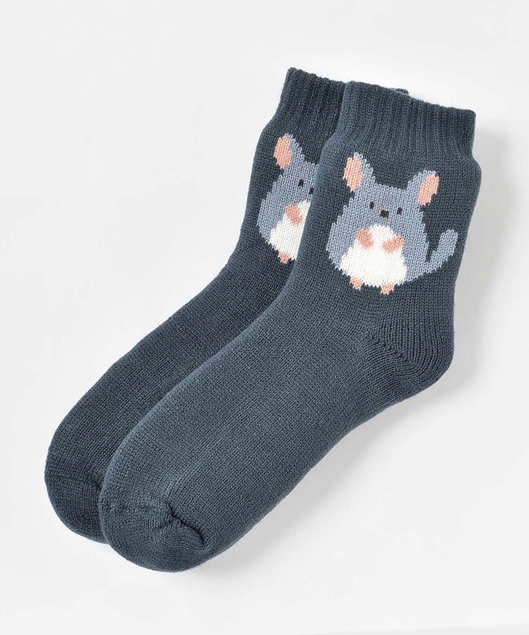 チンチラワンポイント裏ボアソックス